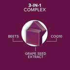 Qunol Beets Chews for Blood Pressure Support,3 in 1 Beets + CoQ10 + Grape Seed Extract,Supports Healthy Blood Circulation & Heart Healthy Energy,90 Chews,(Pack of 2)