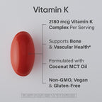 Sports Research Vitamin K Multi-Spectrum - Three Types of Vitamin K: K1, K2 MK-4 & K2 MK-7 - Vegan Friendly, Plantgel Capsule - 60 softgels