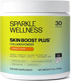 Sparkle Wellness VERISOL Bioactive Hydrolyzed Collagen Peptides | Collagen Powder Supplement with Vitamin C & Hyaluronic Acid for Hair, Skin, and Nail Health | Skin Boost Plus (Orange) [30-Serves]