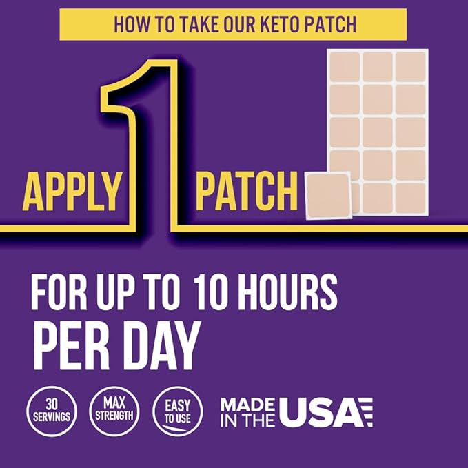 Keto Patch with B12 Methylcobalamin and Vitamin Guarana B12 Patch for Energy - 30 Day Supply Keto & Vitamin B12 Patches - Made in The USA