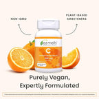 EZ Melts Vitamin C - Daily Vitamin for Antioxidant & Immune Support - No Artificial Flavors - Non-GMO & Sugar-Free - Orange Citrus - 60 Dissolvable Tablets (30 Servings)