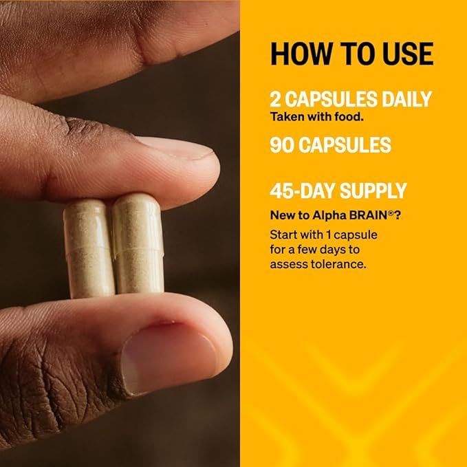 ONNIT Alpha Brain Nootropic Brain Supplement for Focus, Memory, Mental Clarity, Cognitive Support with L-Theanine and Vitamin B6, 90 Count Capsules