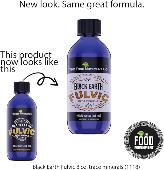 THE FOOD MOVEMENT CO. Black Earth Fulvic Acid - Humic Fulvic Minerals with Electrolytes for Digestive Health and Exercise Recovery, 8 oz Trace Minerals Supplement