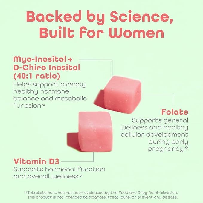 kindnature Myo-Inositol & D-Chiro Inositol Gummies for Women – 2000mg + 50mg, Ideal 40:1 Ratio – with Vitamin D & Folate – Hormone Balance & Fertility Support – Vegan, Watermelon Flavor (120 Gummies)
