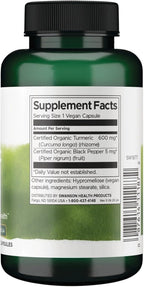 Swanson Premium Turmeric & Black Pepper Antioxidant Supplement for Active Adults Seeking Joint, Digestion, and Circulation Support - Non-GMO, Organic (90 Vegan Capsules)
