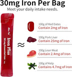 Iron Supplement, 30 Mg Iron Supplement for Women and Men, Promotes Red Blood Cell Production, Supports Iron Deficiency in Adults, 20 Ready-to-Drink Powder Sachets