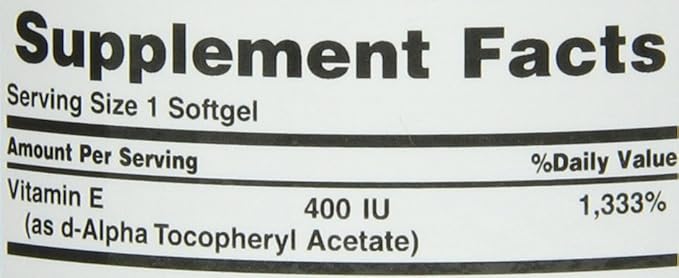 Nature's Bounty E-400 Iu Natural Pure D-alpha, 120-Count