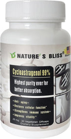 Nature'sbliss Cycloastragenol 25mg 99%,Telomere Supplements, Astragalus Root Extract, Anti Aging Supplement, Immunity Boost, Stomach Acid Protected, Super Absorption, 30 Capsules