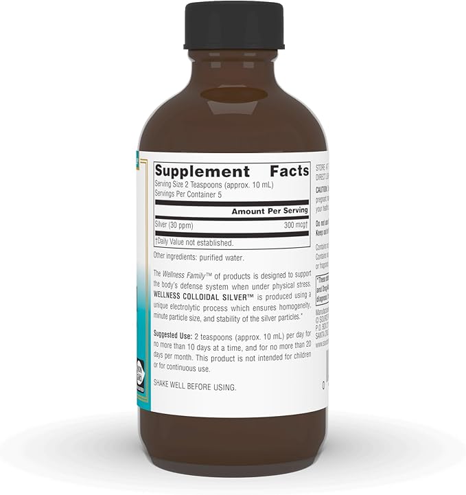Source Naturals Wellness Colloidal Silver, 30 ppm, Non-GMO Liquid Dietary Supplement that Supports Physical Well Being* - 2 Fluid oz