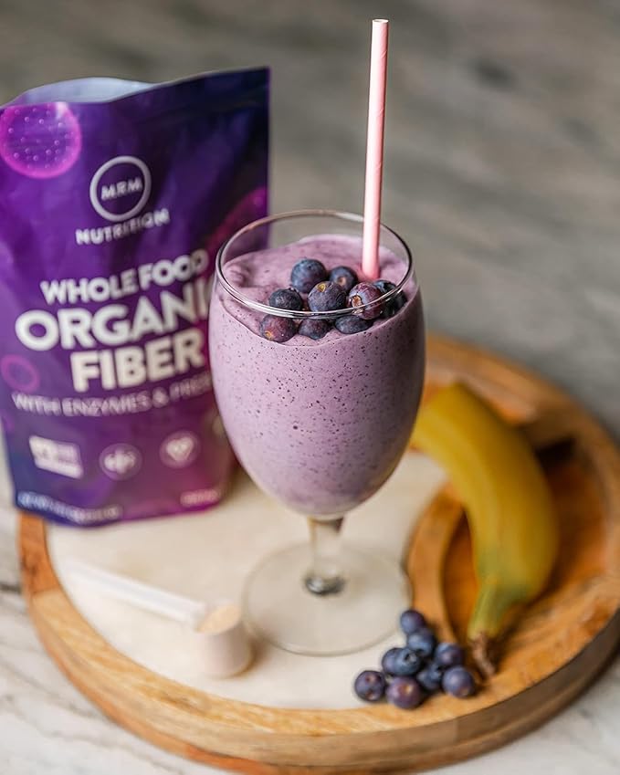 MRM Whole Food Organic Fiber with Enzymes & Prebiotics - Organic High Fiber Powder Supplement for Daily Digestive Support, Soluble & Insoluble Dietary Fiber, Prebiotic Blend, 6 g Fiber - 32 Servings