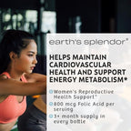 Earth's Splendor Folic Acid 800 mcg Supplement, Supports Heart Health, Supports Women's Reproductive Health, Smooth Coated Tablets (800 mcg, 200 Tablets, Pack of 2)