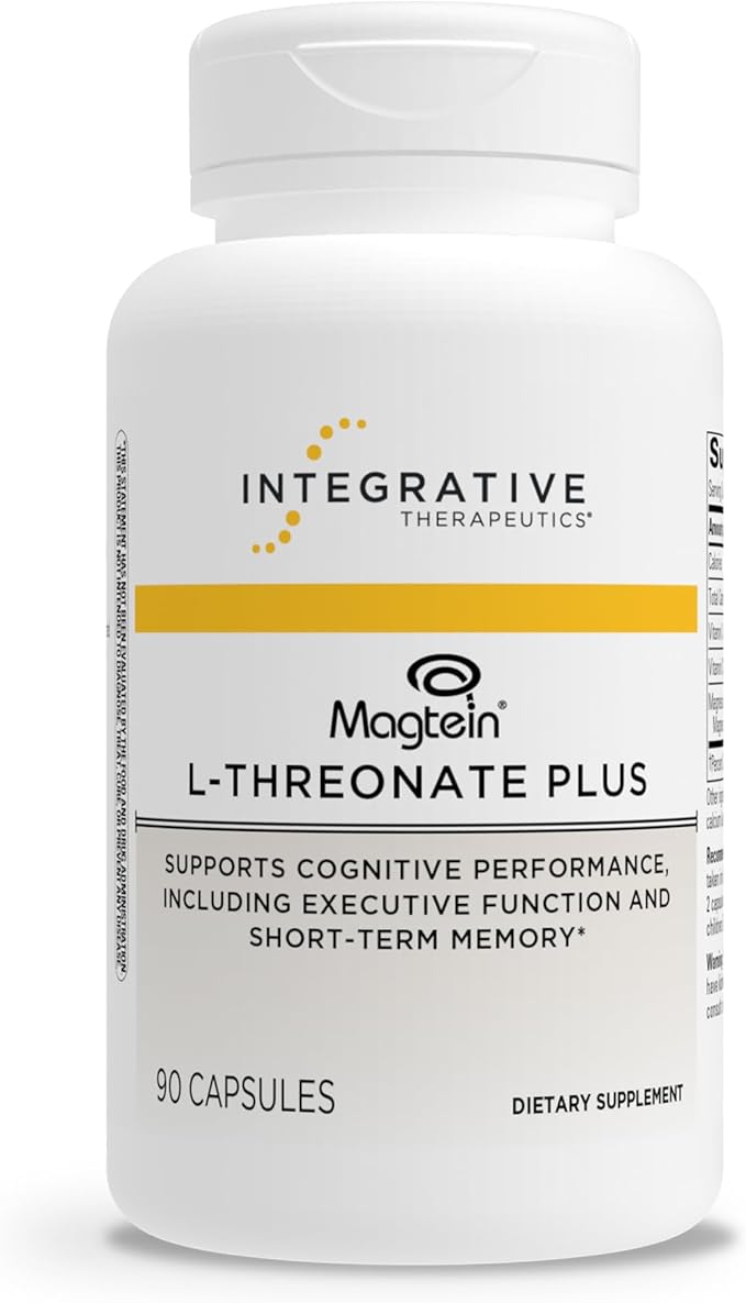 Integrative Therapeutics Magtein L-Threonate Plus - Brain Function Supplement to Support Short-Term Memory* - Includes Vitamin C, D3 & Magnesium - Dairy-Free & Gluten-Free - 90 Capsules (30 Servings)