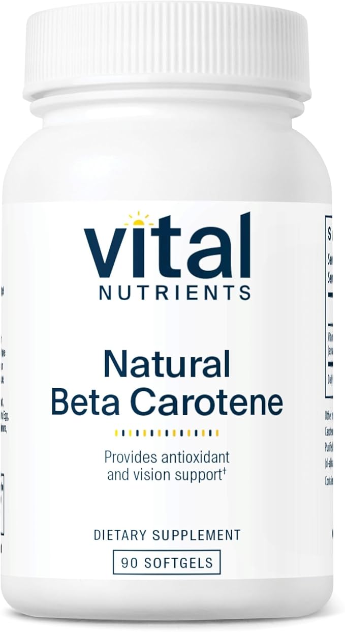 Vital Nutrients Natural Beta Carotene 25,000IU - Precursor to Vitamin A - High-Dose Antioxidant - Vision, Skin, and Health Support - Gluten, Dairy, Soy Free - 90 Softgels