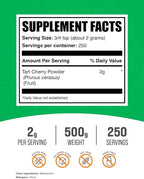 BulkSupplements.com Tart Cherry Powder - Fruit Powder, Tart Cherry Supplements - Antioxidant Source, Gluten Free & No Added Sugar, 2g per Serving, 500g (1.1 lbs) (Pack of 1)