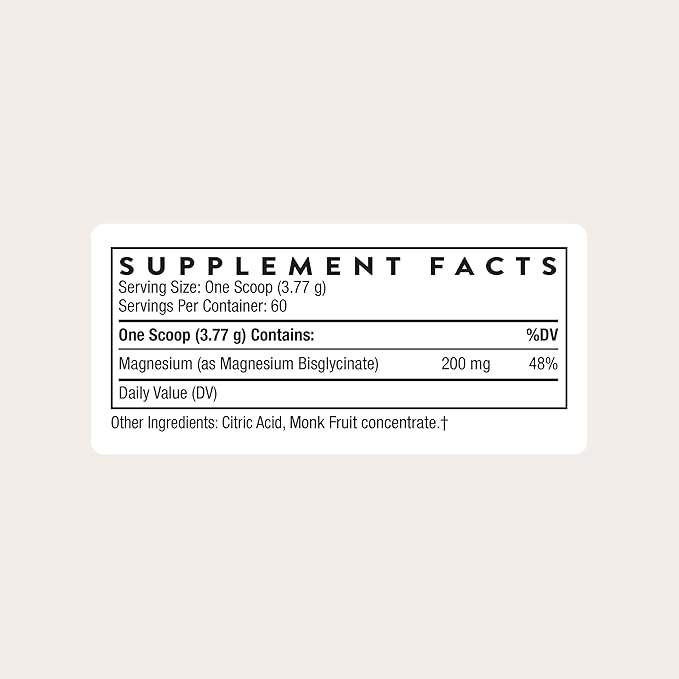 THORNE - Magnesium Bisglycinate - Powdered Magnesium Formula - Supports Restful Sleep, Muscle Relaxation, Heart Health & Metabolism* - NSF Certified for Sport - Gluten, Dairy & Soy-Free - 60 Servings