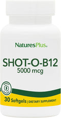NaturesPlus Shot-O-B12 - 30 Softgels - 5000 mcg - Supports Energy & Immune Health - Gluten Free - 30 Servings