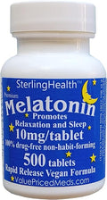 Melatonin 500 count 10mg Quick Dissolve Vegan Super Strength