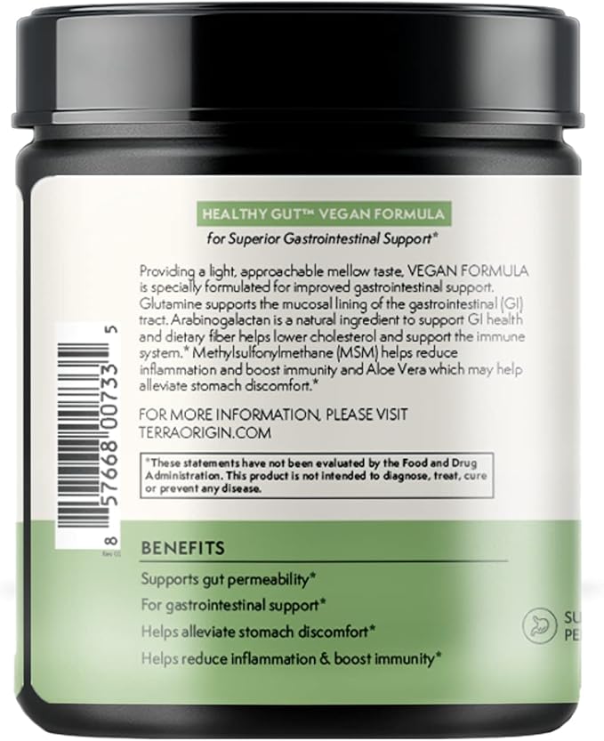 Healthy Gut Vegan Formula | with L-Glutamine and Clinically Proven ingredients | Supports Gut Permeability, gastrointestinal Support, Helps Alleviate Stomach discomfort and Boost Immunity*