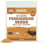 HANDPICK Fenugreek Seeds (14oz) ALL NATURAL Fenugreek - Indian Origin Whole Methi Seeds (Trigonella Foenum Graecum) Fenogreco En Semillas | Resealable Ziplock Pouch