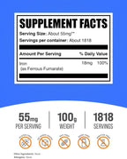 BulkSupplements.com Ferrous Fumarate Powder - Essential Mineral, Iron Supplement for Men and Women - Gluten Free, 55mg per Serving, 100g (3.5 oz) (Pack of 1)