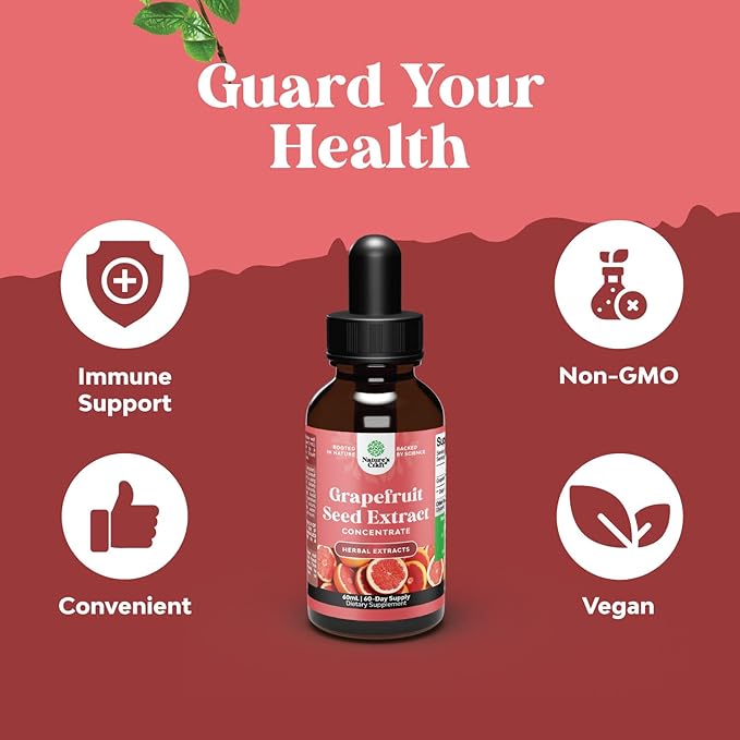 Natures Craft GSE Grapefruit Seed Extract Liquid - One Drop Daily - Super Concentrated Grape Seed Extract Liquid Drops Rich in Bioflavonoids & Polyphenols for Gut Health & Immune Support - 2 Fl Oz