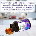 Green Pasture Fermented Cod Liver Oil & Butter Oil Blend - Wild Alaska Cod, Vitamins A & D, Omega-3-6-9, MSC Certified, 120 Capsules