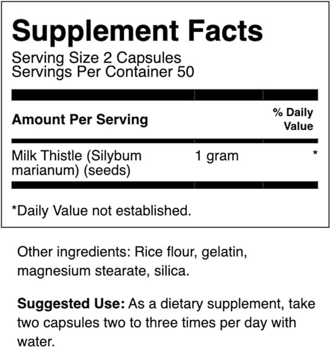 Swanson Full Spectrum Milk Thistle Liver Health Supplement for Adults Seeking Natural Detoxification and Antioxidant Support - 500 mg (100 Vegan Capsules)