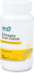 Klaire Labs SFI Health Chewable Iron Chelate - 30 Milligrams Elemental Iron, Easy on The Stomach & Hypoallergenic, Natural Cherry Flavor (100 Tablets)