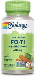SOLARAY Fo-Ti Capsules - Chinese Herbal Supplement for Men & Women, Support for Herbal Wellness, Vegan, Non GMO, & Lab Verified, 610 mg - 100 Servings, 100 Veg Caps
