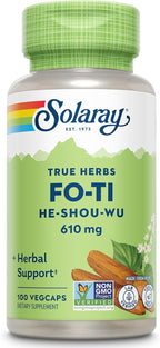 SOLARAY Fo-Ti Capsules - Chinese Herbal Supplement for Men & Women, Support for Herbal Wellness, Vegan, Non GMO, & Lab Verified, 610 mg - 100 Servings, 100 Veg Caps