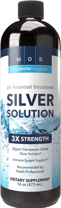 Alkaline Structured Silver Liquid Supplement 30ppm - Immune and Gut Health Support - Extra Strength Structured Colloidal Silver Mineral Supplements - Made in USA (16 oz)