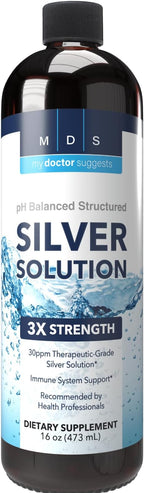 Alkaline Structured Silver Liquid Supplement 30ppm - Immune and Gut Health Support - Extra Strength Structured Colloidal Silver Mineral Supplements - Made in USA (16 oz)