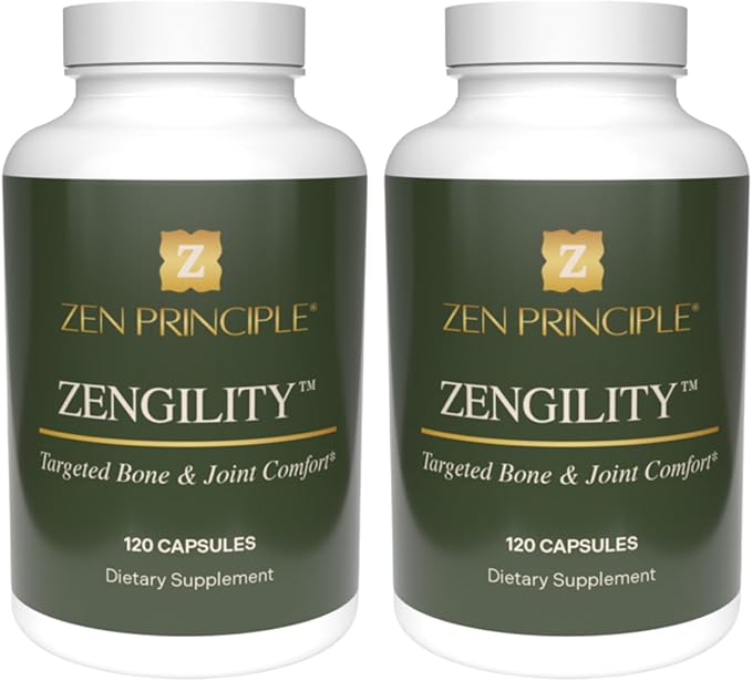 Zen Principle Zengility™ Joint Support & Bone Strength Supplement – Fast-Acting Relief with MSM, Plant Calcium, Vitamin K2 & D3. Shellfish-Free Vegan Formula for Mobility & Comfort. 240 Capsules