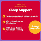 SmartyPants Adult Sleep Gummies with Melatonin: Magnesium & L-Theanine, Drug-Free, Non-Habit Forming Sleep Aid, Fast-Acting, Blueberry BlackBerry Flavor, 60 Count