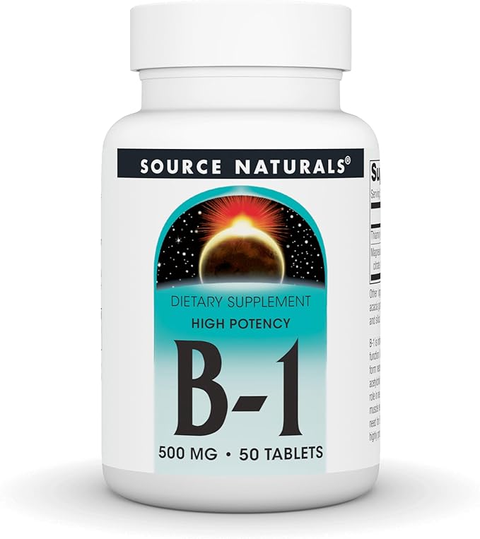 Source Naturals Vitamin B-1 Thiamin 500mg - High Potency, 500mg - 50 Tablets