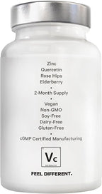 Amen Vitamin C+ Supplement with Zinc, Bioflavonoids, Quercetin, Rose Hips, Elderberry – Vegan, Non-GMO – 2 Months Supply - 120 Capsules