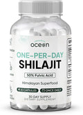 Organics Ocean One-Per-Day Shilajit for Men and Women - Natural Shilajit Supplement for Age-Defying, Bone Strength, Hormone Support and More - 30 Shilajit Capsules