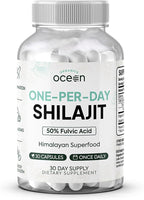 Organics Ocean One-Per-Day Shilajit for Men and Women - Natural Shilajit Supplement for Age-Defying, Bone Strength, Hormone Support and More - 30 Shilajit Capsules