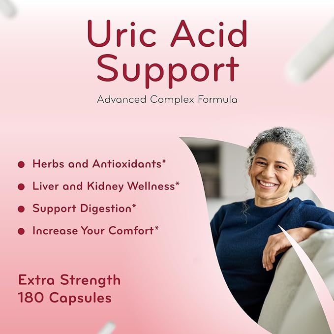 Herbal Uric Acid Support Formula - Kidney & Uric Acid Cleanse & Detox with Chanca Piedra Tart Cherry Celery Seed Bromelain & Cranberry Extract - Made in a GMP Certified Facility (90 Servings)