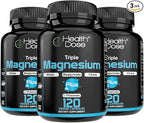 Health Dose Triple Magnesium Complex 1000 mg | L-Threonate, Bisglycinate, Citrate & Malate Blend | Support for Muscle Relaxation, Sleep & Cognitive Function | 120 Capsules | All-in-One Formula (3)