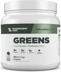 Transparent Labs Prebiotic Greens - Superfood Powder & Antioxidants Supplement with Organic Spirulina, Chloerra, Acacia, & Green Banana Powder - 30 Servings, Unflavored