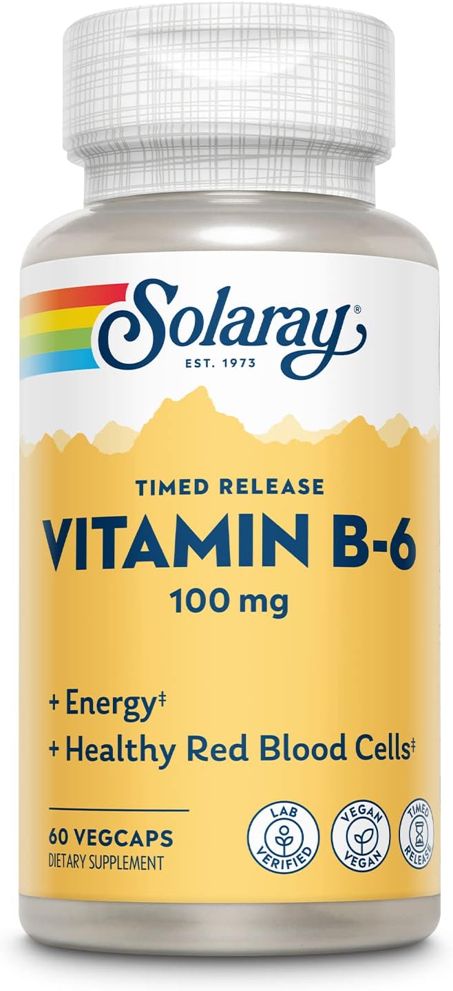 SOLARAY B6 Two-Stage, Timed-Release, Veg Cap (Btl-Plastic) 100mg | 60ct
