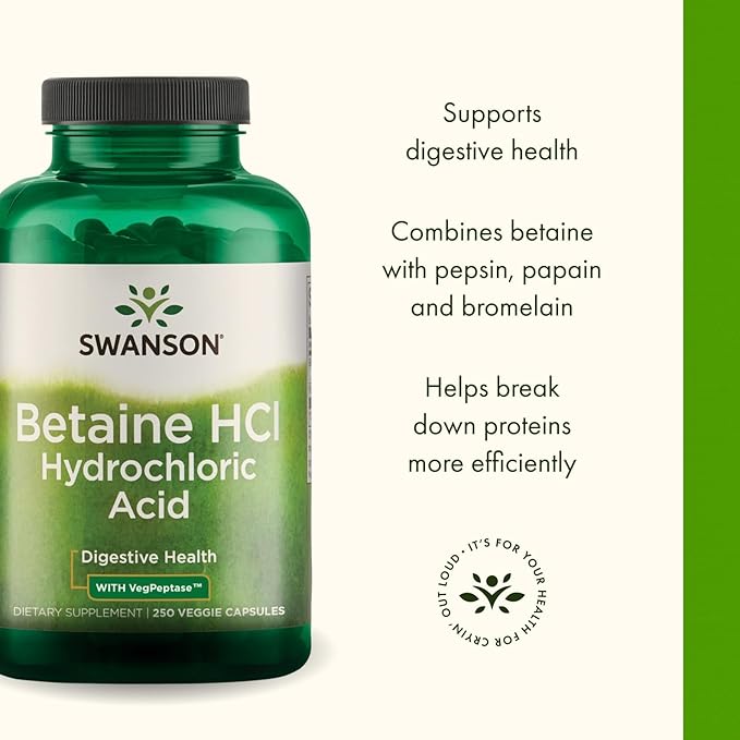 Swanson Hydrochloric Acid w/Pepsin 250 Capsules