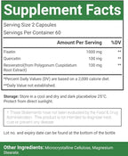 Fisetin Quercetin Resveratrol Supplement, 1,200 mg, 120 Veggie Capsules 100% Vegetarian, Non-GMO & Gluten Free