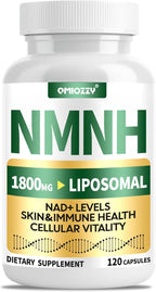 NMNH Supplement 1000mg - Nicotinamide Mononucleotide Alternative, Boost NAD+ with Liposomal Resveratrol & Nicotinamide Riboside NR, for Healthy Cellular, Aging, Energy, 120 Vegan Non-GMO Capsules