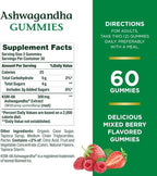 Nature's Bounty Ashwagandha Gummies, 300mg KSM-66 Ashwagandha Extract, Mixed Berry, 60 Gummies (Pack of 3)