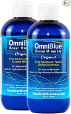 OmniBlue Ocean Minerals - 70+ Trace Minerals & Liquid Magnesium - Potassium, Chloride- Low Sodium - Natural Support for Sleep, Digestion, Regularity, Hydration & Electrolyte Balance (2-Pack 8oz)