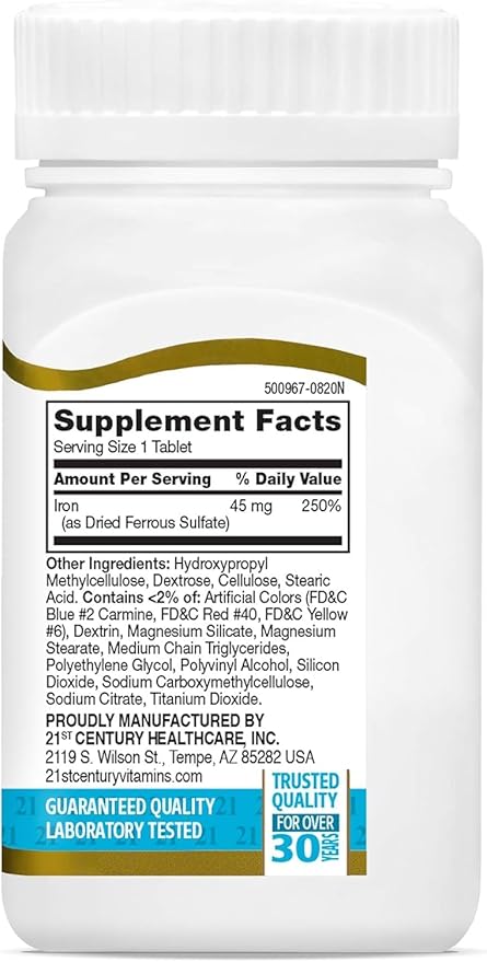 21st Century Slow Release Iron Tablets, 60 Count PACK OF 2 - Packaging May Vary