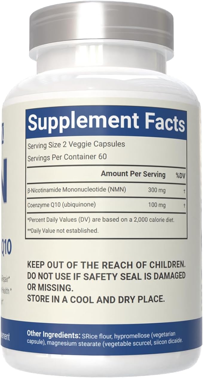 Nicotinamide with CoQ10 Coenzyme Q10, Vegetarian Capsules, 120 Count, Vitamin B3 Supplement