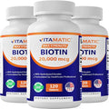 Vitamatic High Potency Biotin 20000 mcg (20mg) with Keratin 100mg - 120 Tablets - Biotin Supplements for Healthy Hair Skin & Nails for Adults (120 Count (Pack of 3))